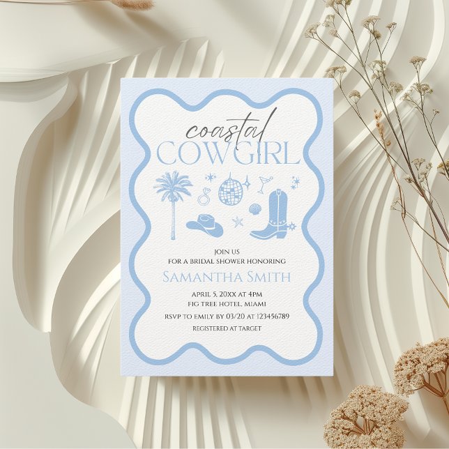 Hand Illustrated Coastal Cowgirl Bridal Shower Invitation (Coastal Cowgirl Bridal Shower Hand Illustrated Invitation)