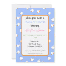 Hand Illustrated Cute Ducks Kids Blue Baby Shower