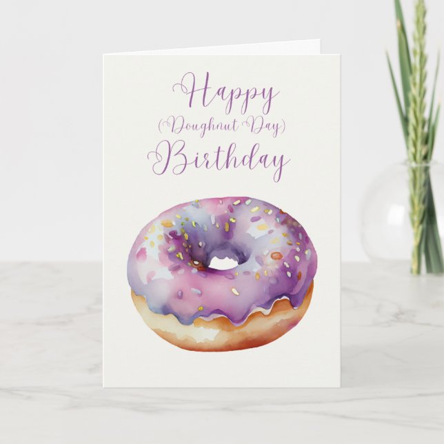 Hand Illustrated Doughnut Happy Birthday Card (Front)