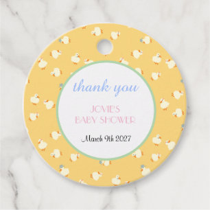 Hand Illustrated Ducks Kids Yellow Baby Shower Favour Tags