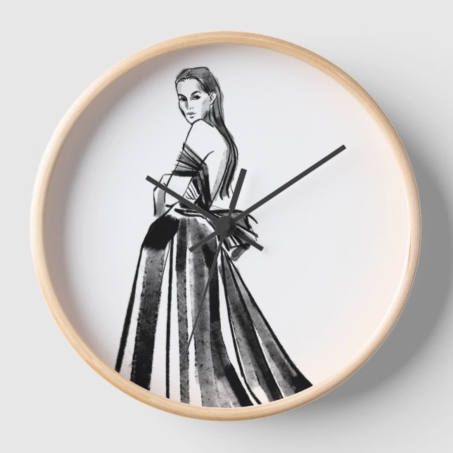 Hand Illustrated Fashion Clock (Front)