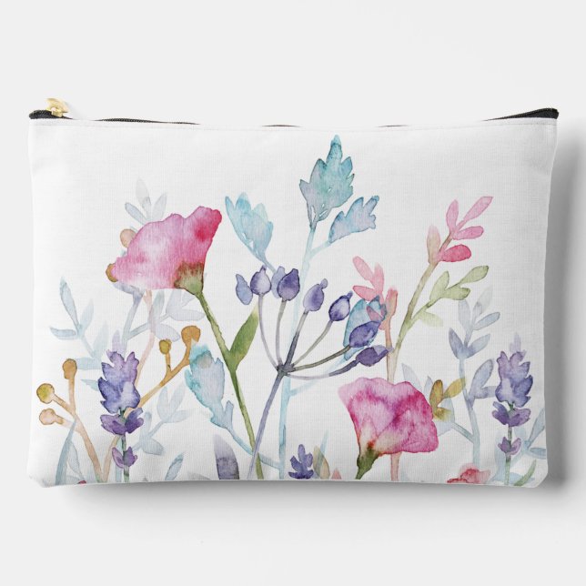 Hand Illustrated Floral Accessory Pouch (Front)