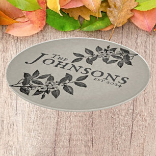 Hand-Illustrated Floral Elegance Beige Cutting Board