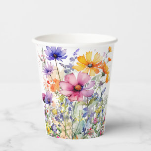 Hand Illustrated Floral Print Paper Cups