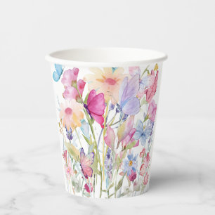 Hand Illustrated floral print Paper Cups