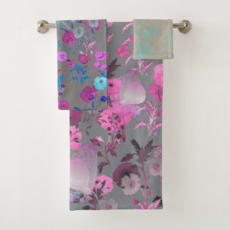 Hand Illustrated Flowers Print Wash Bath Towel S