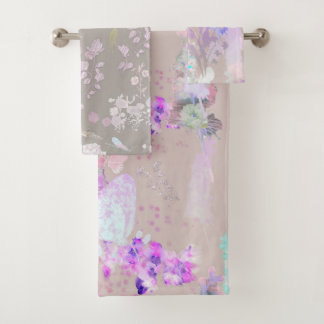 Hand Illustrated Flowers Print Wash Bath Towel S