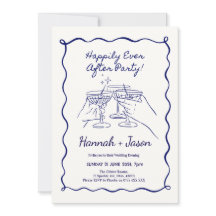 Hand Illustrated Fun Wedding Evening Invitations