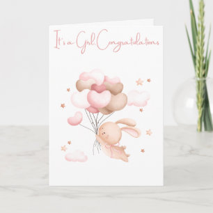 Hand illustrated "It's a Girl" Congratulations Card