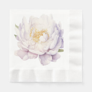 Hand illustrated light lavender Peony Napkin