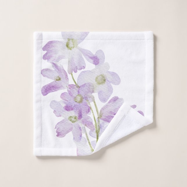 Hand Illustrated lilac Flower Print Wash Clothes Wash Cloth (Wash Cloth)