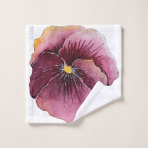 Hand Illustrated Maroon/ Deep Purple Flowe Wash Cloth