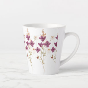 Hand illustrated Maroon Flowers Latte Mug