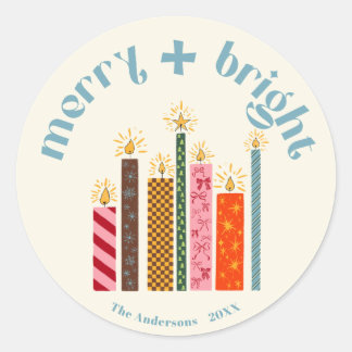 Hand-Illustrated Merry + Bright Christmas Sticker
