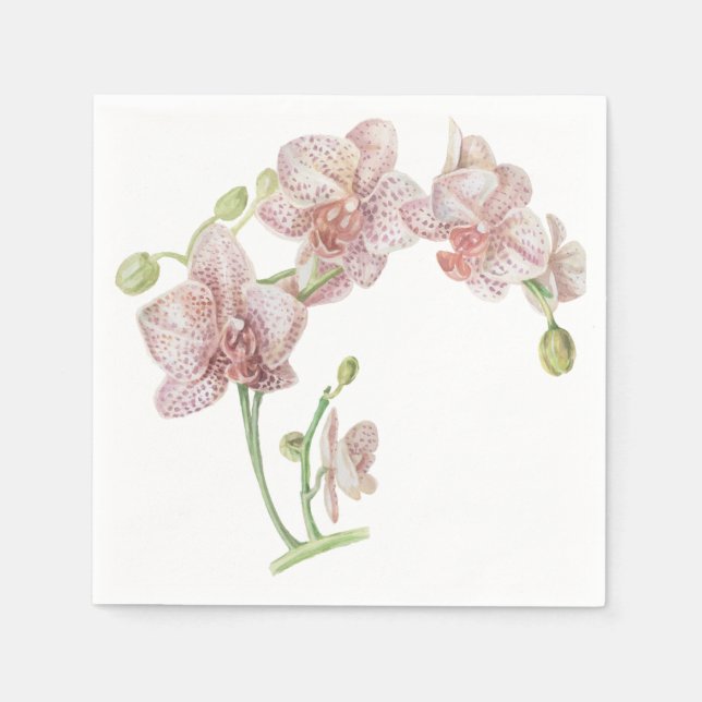 Hand Illustrated Orchid Napkin (Front)