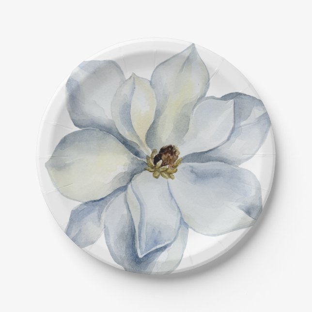 Hand Illustrated Painted Peony Paper Plate (Front)