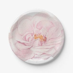 Hand Illustrated Pink Peony Paper Plate