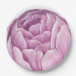 Hand Illustrated Pink Peony  Paper Plate