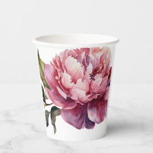 Hand Illustrated Pretty Peony Paper Cups