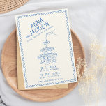 Hand Illustrated Retro Vintage French Blue Wedding Invitation<br><div class="desc">Retro Vintage French Wedding Invitation: A Nod to Old-World Charm Transport your guests to a bygone era of romance and elegance with our Retro Vintage French Wedding Invitation, inspired by the timeless allure of vintage French stationery. This exquisite invitation captures the essence of old-world charm with its hand-written script, whimsical...</div>