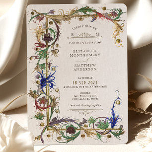 Hand-Illustrated Royal Mediaeval Wedding Invitatio Invitation