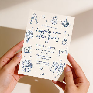 Hand Illustrated Wedding Party Invitations