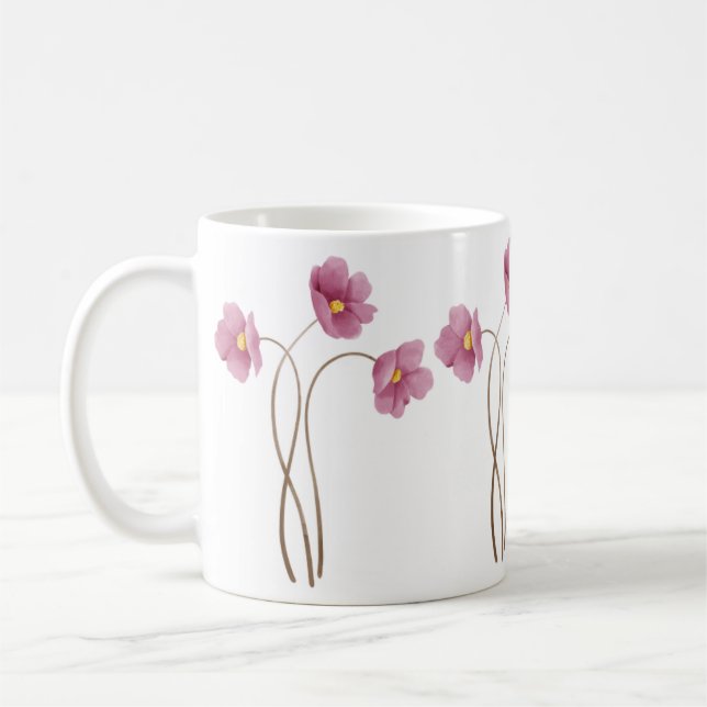 Hand Illustrated Wild Flower Print Mug  (Left)