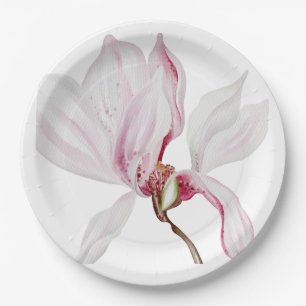 Hand Illustrated Wild Orchid Paper Plate
