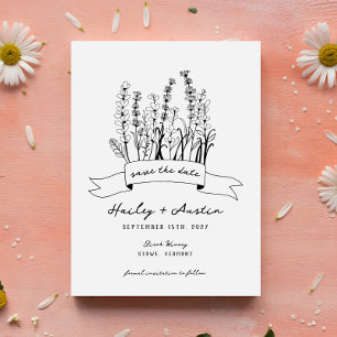 Hand Illustrated Wildflower Wedding Save the Date Invitation