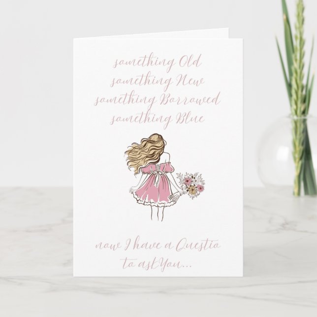 Hand illustrated will you be my flower girl holiday card (Front)