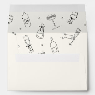 Hand-illustratrated Champagne Aesthetic Wedding Envelope