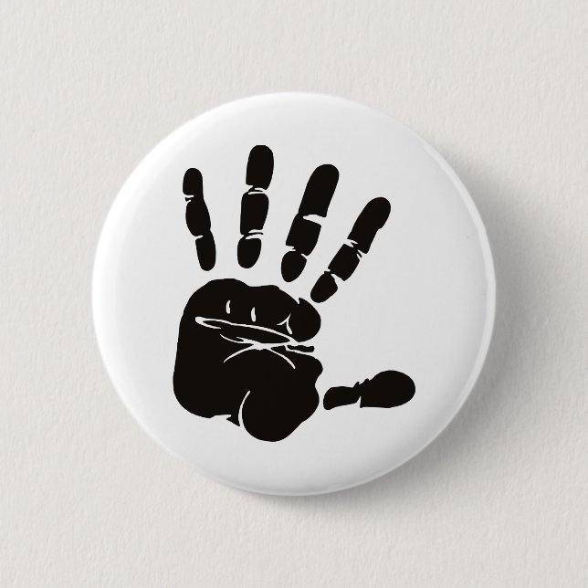 Hand Impression Black 6 Cm Round Badge (Front)