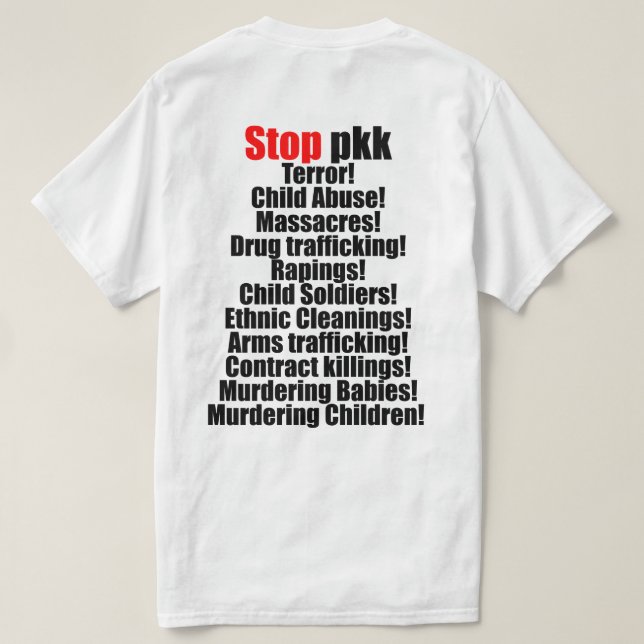 Hand in hand against pkk terrorism T-Shirt (Design Back)
