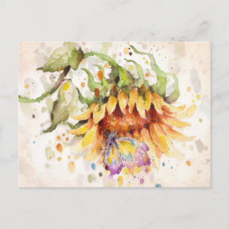 Hand In Hand (Cute Sunflower and Butterfly) Announcement Postcard