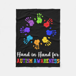 Hand In Hand For Autism Awareness Day Support Desi Fleece Blanket