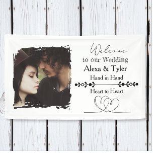Hand in Hand, Heart to Heart   Photo Wedding Banner