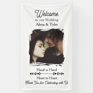 Hand in Hand, Heart to Heart Photo Wedding Banner