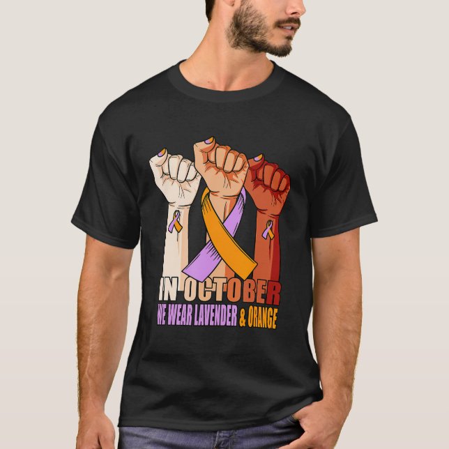 Hand In Lavender Orange Ribbon Psoriatic Arthritis T-Shirt (Front)