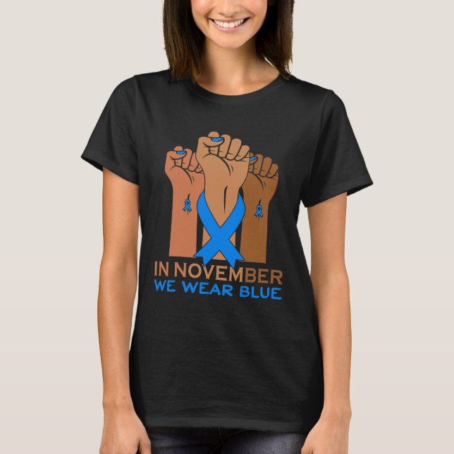 Hand In November We Wear Blue Diabetes Awareness K T-Shirt (Front)