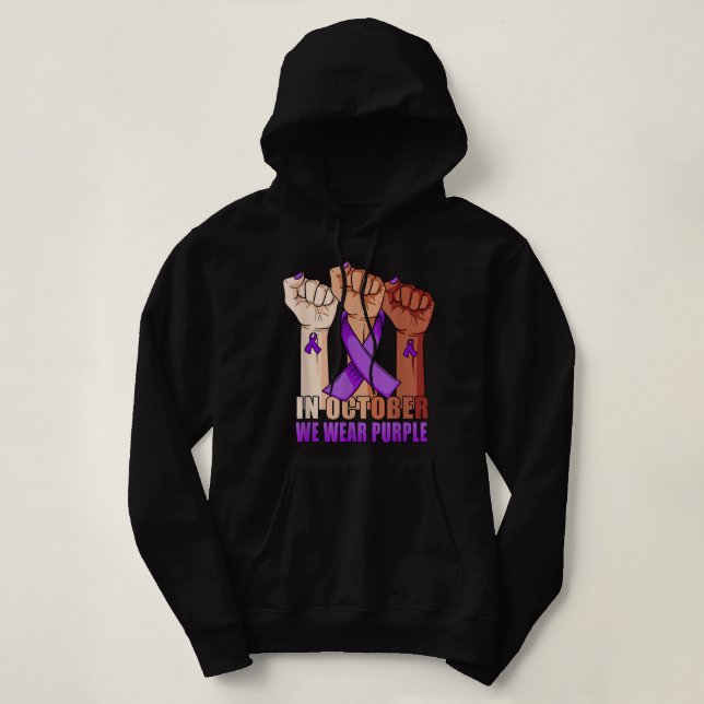Hand In October we wear Purple Domestic Violence A Hoodie (Design Front)