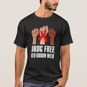 Hand In October We Wear Red Ribbon Week Awareness  T-Shirt
