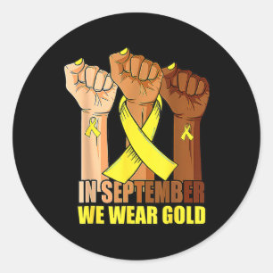Hand In September We Wear Gold Childhood Cancer Ri Classic Round Sticker