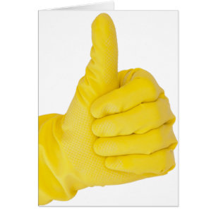 Hand in yellow latex glove