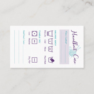 Hand Knit Care Card Washing Instructions