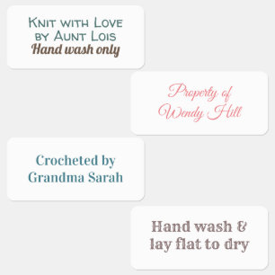 Hand Knit Cleaning Washing Instructions Labels