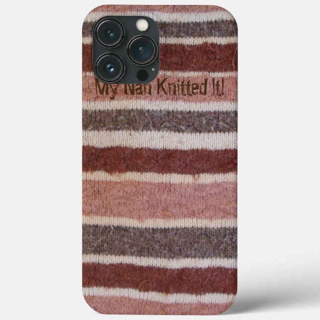 hand knitted brown and biege diagonal stripy Case-Mate iPhone case (Back)