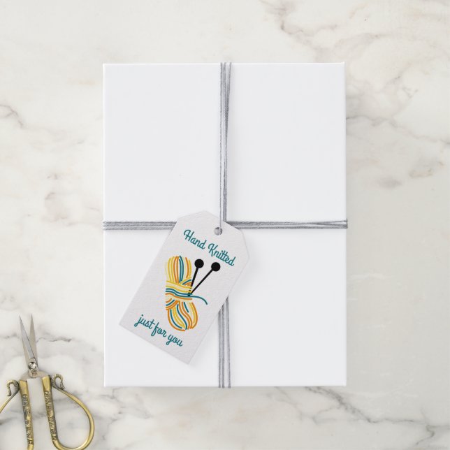 Hand Knitted Just for You - White Knitting Gift Tags (With Twine)