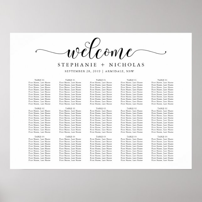 Hand Letter Chic Wedding Seating Chart (Front)