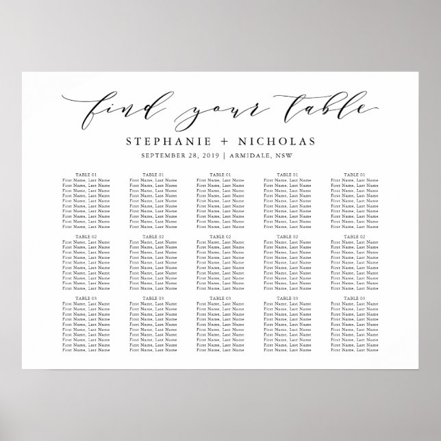 Hand Letter Chic Wedding Seating Chart (Front)