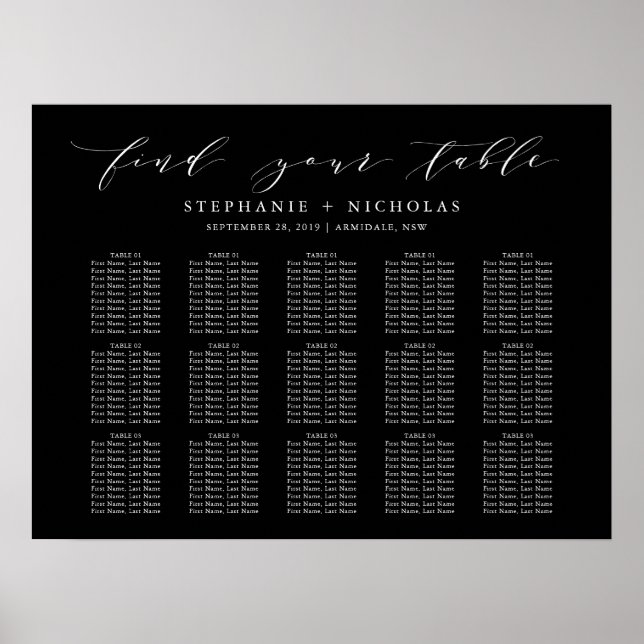Hand Letter Chic Wedding Seating Chart (Front)